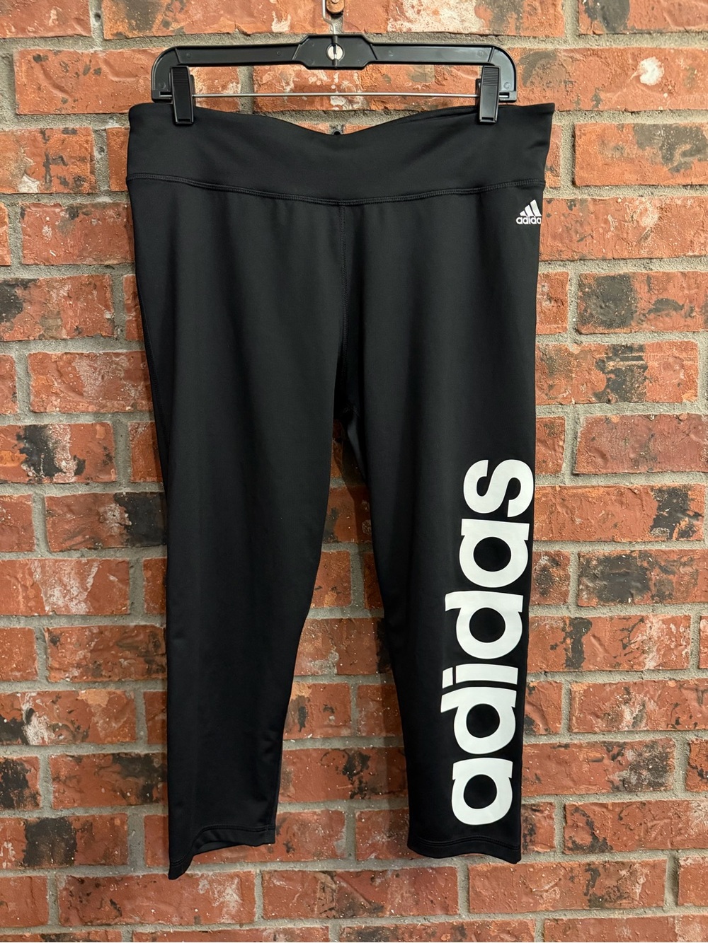 adidas Black Capri Leggings with White Side Logo
